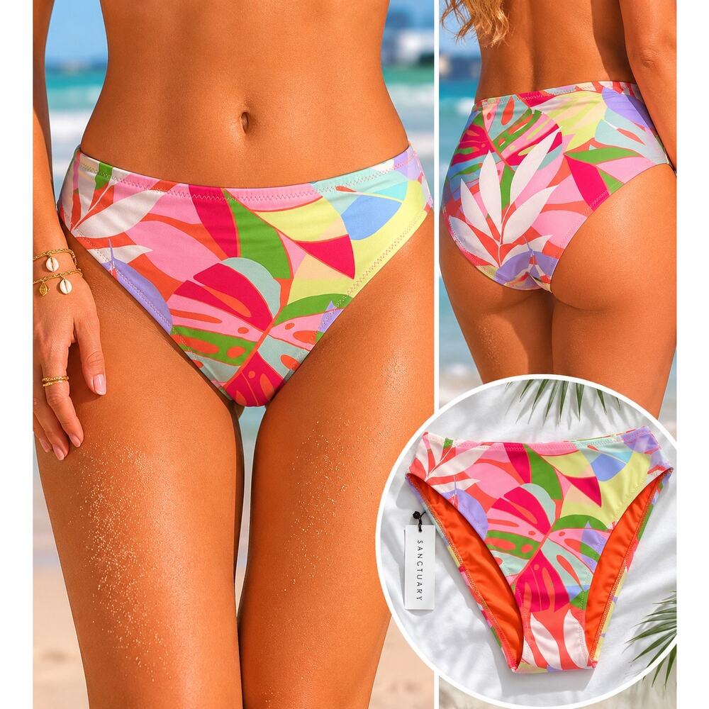 Sanctuary High Rise Tropical Print Swim Bottoms – Size M – NWT